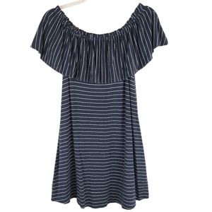 Abercrombie&Fitch Rayon Knit Off Shoulder Pinstripe Swing Flare Flowy Mini Dress